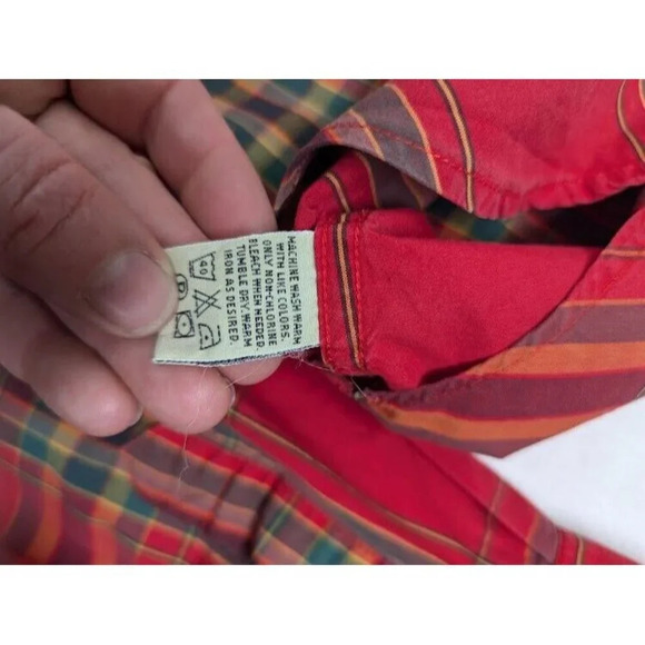 Eddie Bauer Christmas Plaid button up, red green yellow festive women's XS C11 - Picture 6 of 11